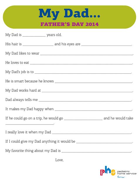 Father S Day Fill In The Blank Printable Free
